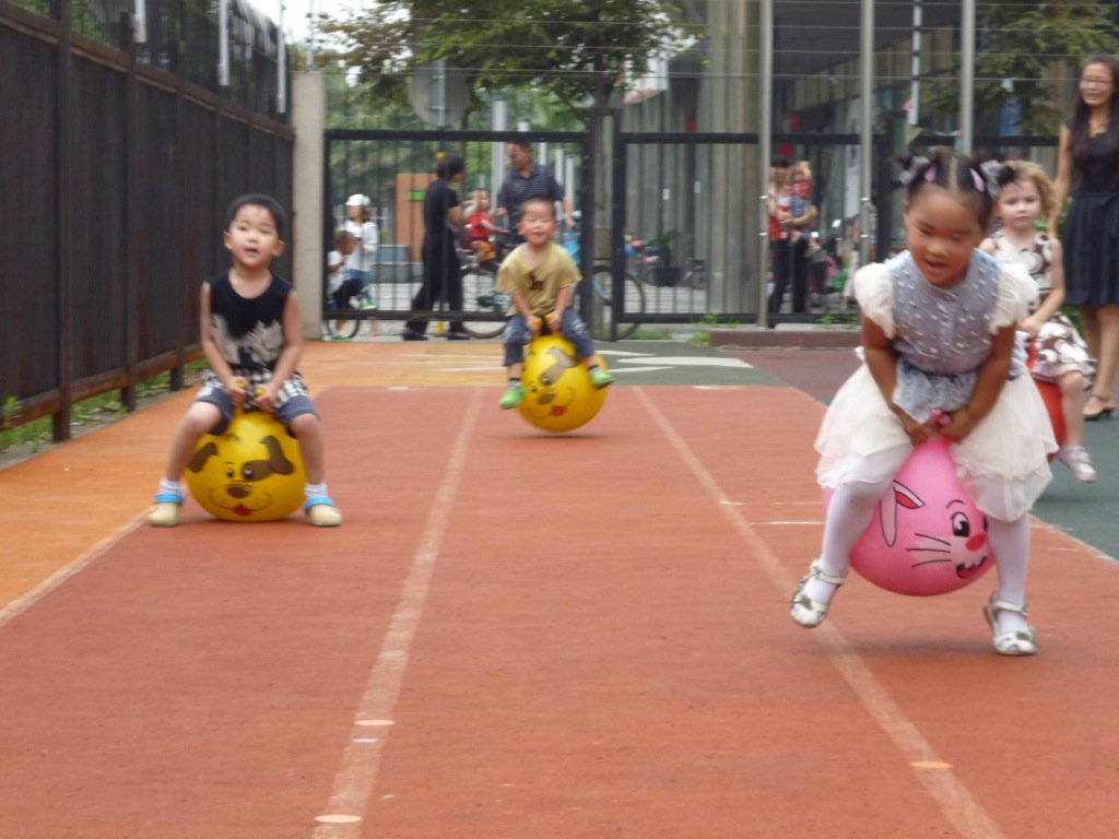 The children doing some exercises in the morning