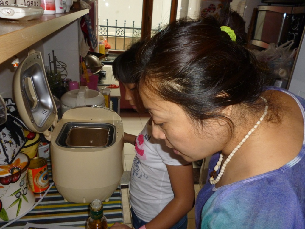 Cindy and Elena cooking honey bread Cindy and Elena cooking honey bread